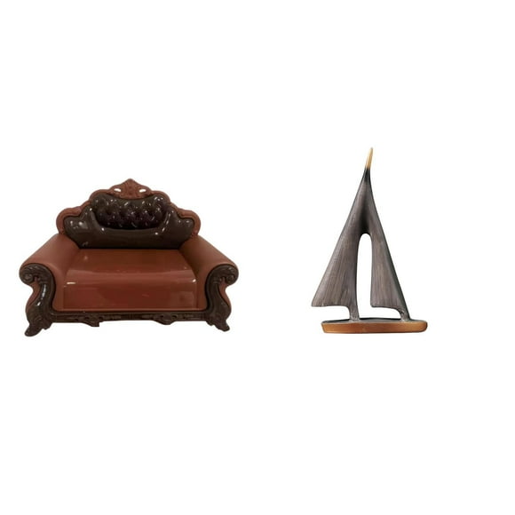 Sofa Couch Model Doll Miniature Sailboat Statue Resin Ornament for Living Room Decor and Dollhouse Display