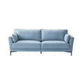 Sofa, Couch , Sofas Couches with Light Blue Top Grain Leather and Black