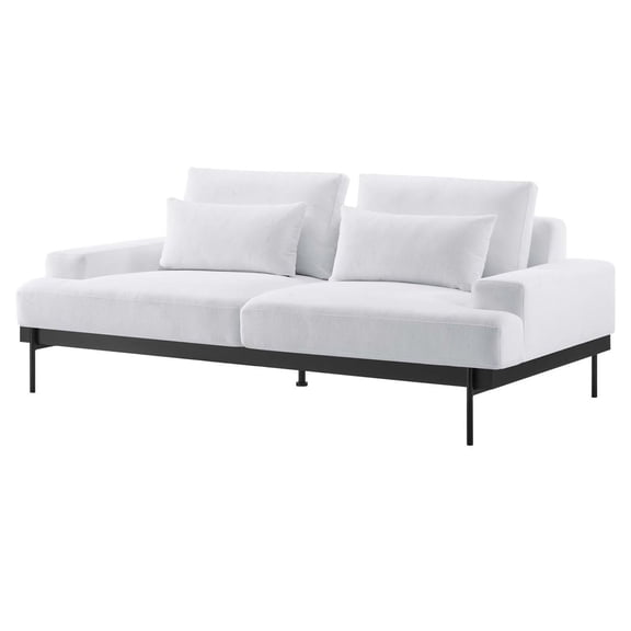 Sofa Couch, White, Fabric, Living Kitchen Cafe Bistro Hospitality Restaurant, Modern Contemporary HB34540