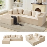 Sofa Couch with Chaise - Modular Sectional Sofa, Cloud Couch Sectional, Plush Couch, Black Sectional Couch, Corner Sofa Living Room, White