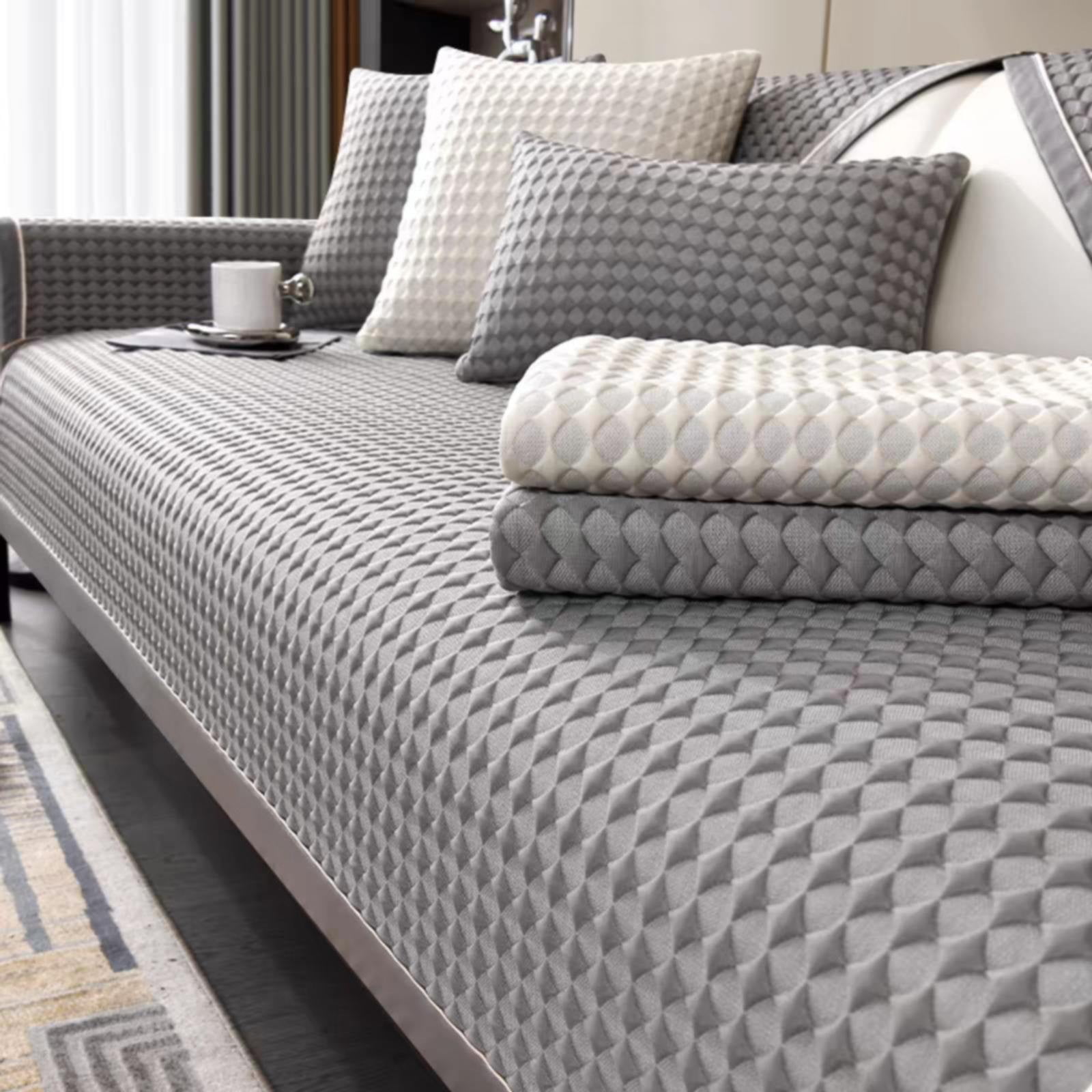 Sofa Cover 1 Gray P Sofa Cover Color:Grey Material:Ice-Creased Wrinkled Silk