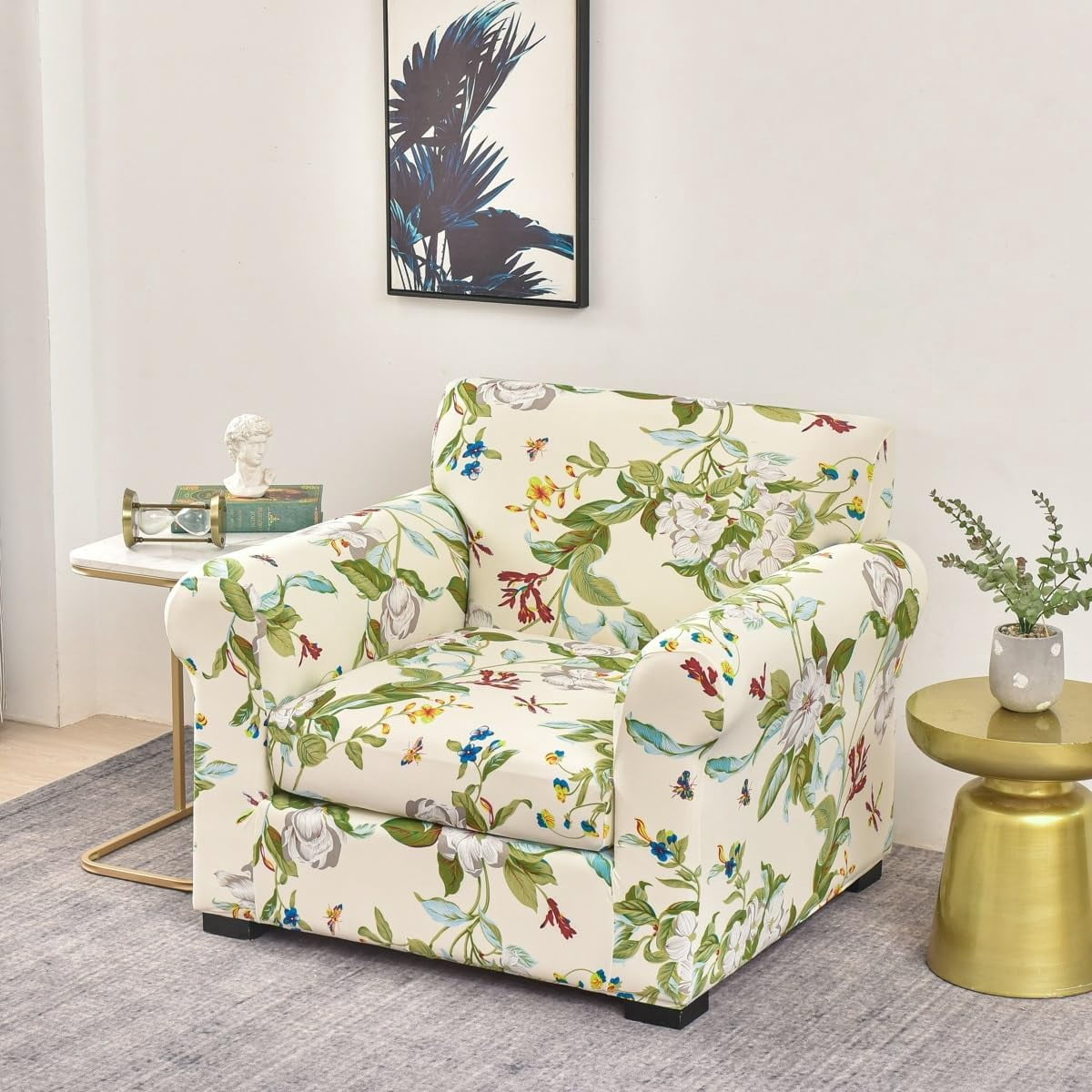 Sofa Cover 3/2/1 Seater，Spandex Printing Couch Covers Stretch Slipcovers Furniture Protector Covers,Non Slip for Living Room Pets Dogs