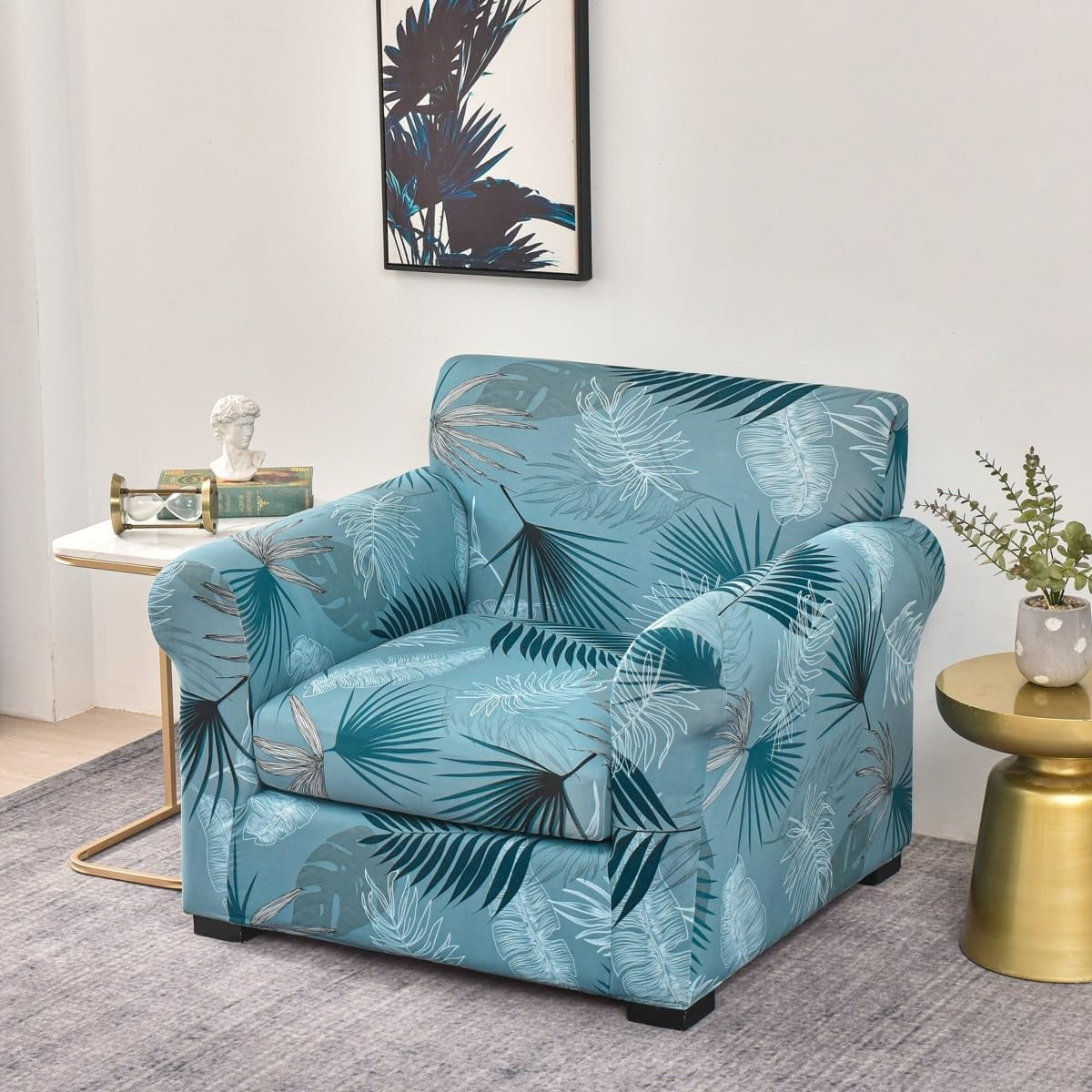 Sofa Cover 3/2/1 Seater，Spandex Printing Couch Covers Stretch Slipcovers Furniture Protector Covers,Non Slip for Living Room Pets Dogs
