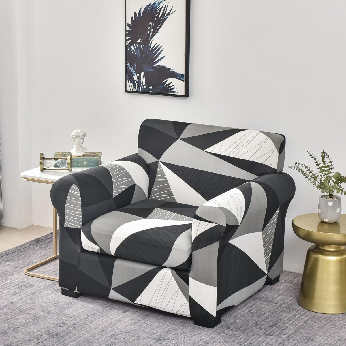 Sofa Cover 3/2/1 Seater，Spandex Printing Couch Covers Stretch Slipcovers Furniture Protector Covers,Non Slip for Living Room Pets Dogs