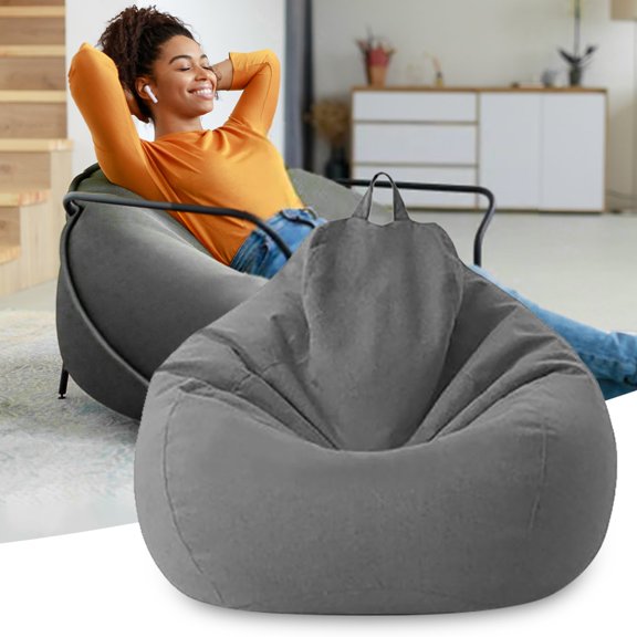 Sofa Cover,Bag Lazy Sofa Jacket Without Filling Inner Liner Solid Color Sofa Outer Dark Gray