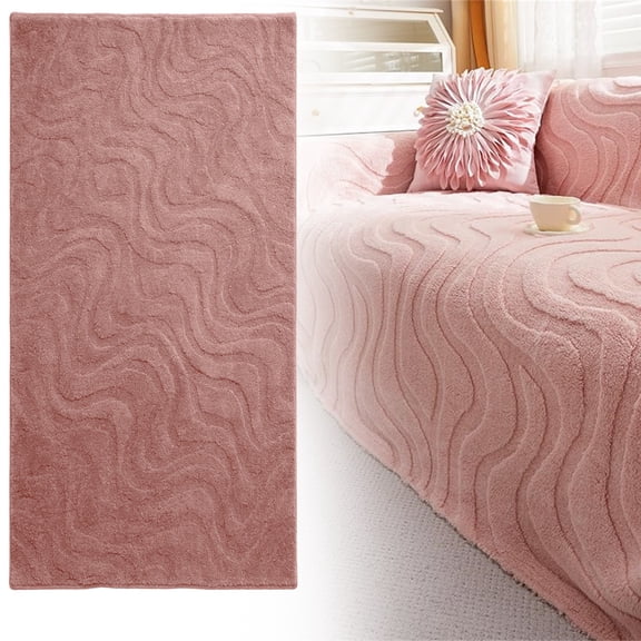 Sofa Cover Cozival Non-Slip Fleece Sofa Cover, Soft and Thick Throw Blanket Style Couch Protector for Home Decor, Warm Fall and Winter Furniture Cover, Machine Washable, Fleece Couch Protector, Pink