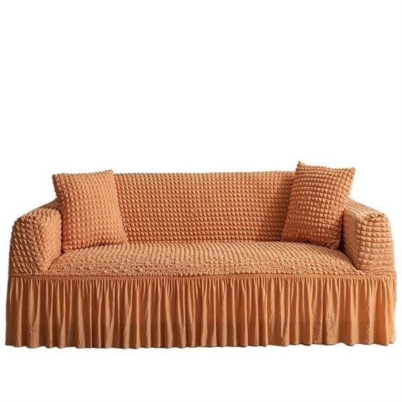 Sofa Cover For Living Room Corner Sofa Couch Cover Seersucker Slipcover Full Wrap Sofa Protector With Pleated Skirt