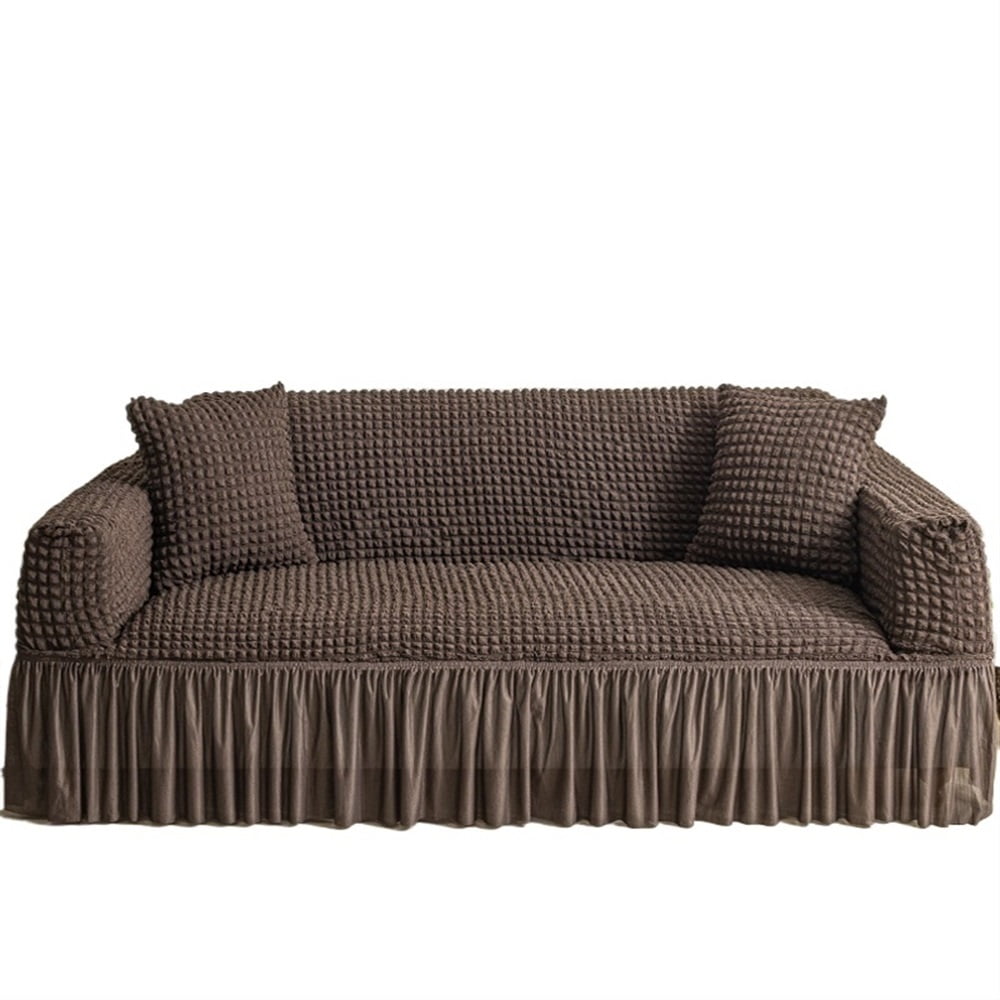 Sofa Cover For Living Room Corner Sofa Couch Cover Seersucker Slipcover Full Wrap Sofa Protector With Pleated Skirt