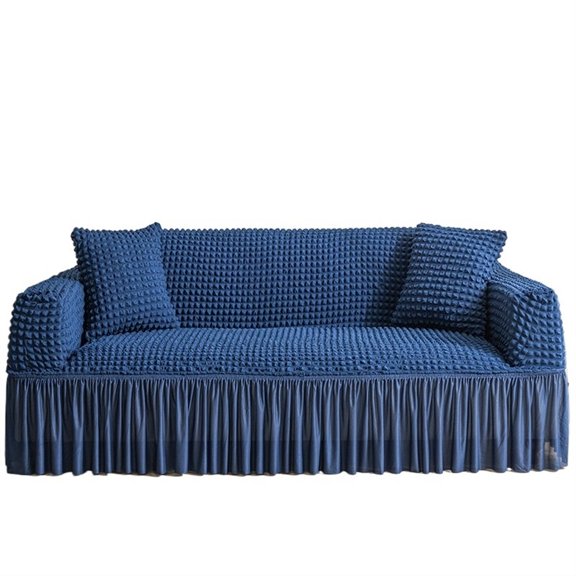Sofa Cover For Living Room Corner Sofa Couch Cover Seersucker Slipcover Full Wrap Sofa Protector With Pleated Skirt