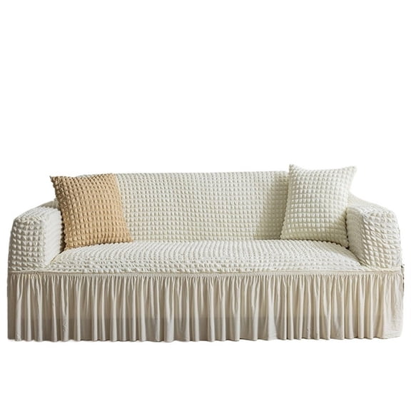 Sofa Cover For Living Room Corner Sofa Couch Cover Seersucker Slipcover Full Wrap Sofa Protector With Pleated Skirt