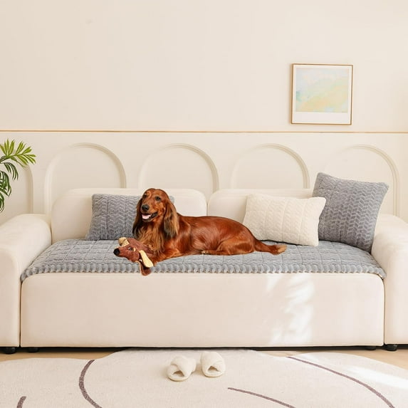 Sofa Cover Fuzzy Couch Cover for Pet, Couch Covers for Dogs Washable Non-Slip Sofa Slipcover Cushion Protector Pets Friendly Mat Bed