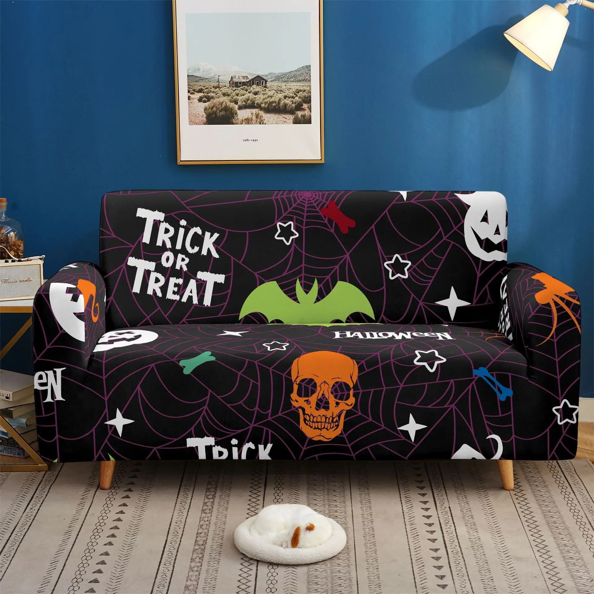 Sofa Cover Halloween Pumpkin Furniture Dust Cover Multi Person