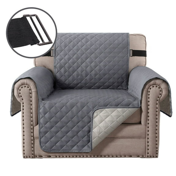 Sofa Cover Quilted Throw Anti Slip Washable Cover Couch Furniture Protector (1-Seater,Grey)
