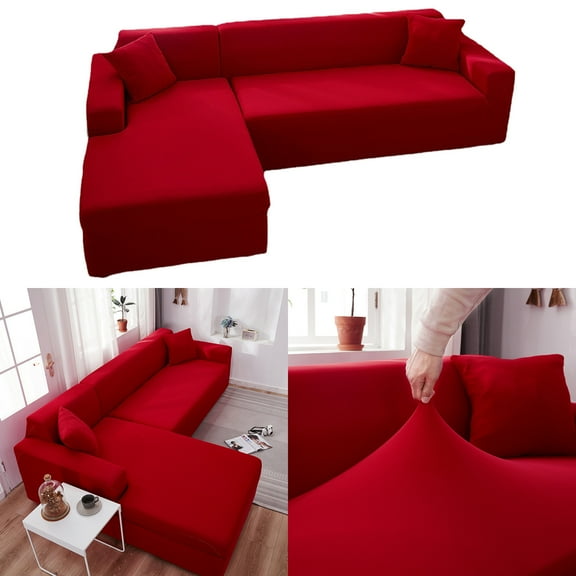 Sofa Cover,Red Four Seasons Universal Type Milk Silk Elastic Sofa Cover Full Enveloping Universal Sofa Cover Combination