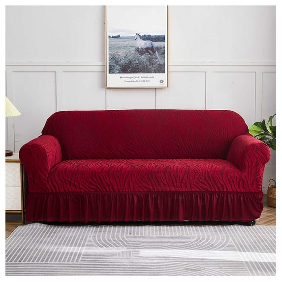 Sofa Cover with Ruffle Skirt, Universal Non-Slip Sofa Slipcovers, With Vintage Floral Pattern 1/2/3/4 Seat Furniture Protector Washable, Durable Couch Cover for Living Room