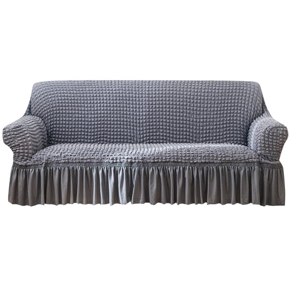 Sofa Cover with Skirt All-Inclusive Slipcover Elastic Universal Couch for Living Room for SofaSofa Couch Cover with Skirt, High Elastic Sofa Protector3 Seater- gray