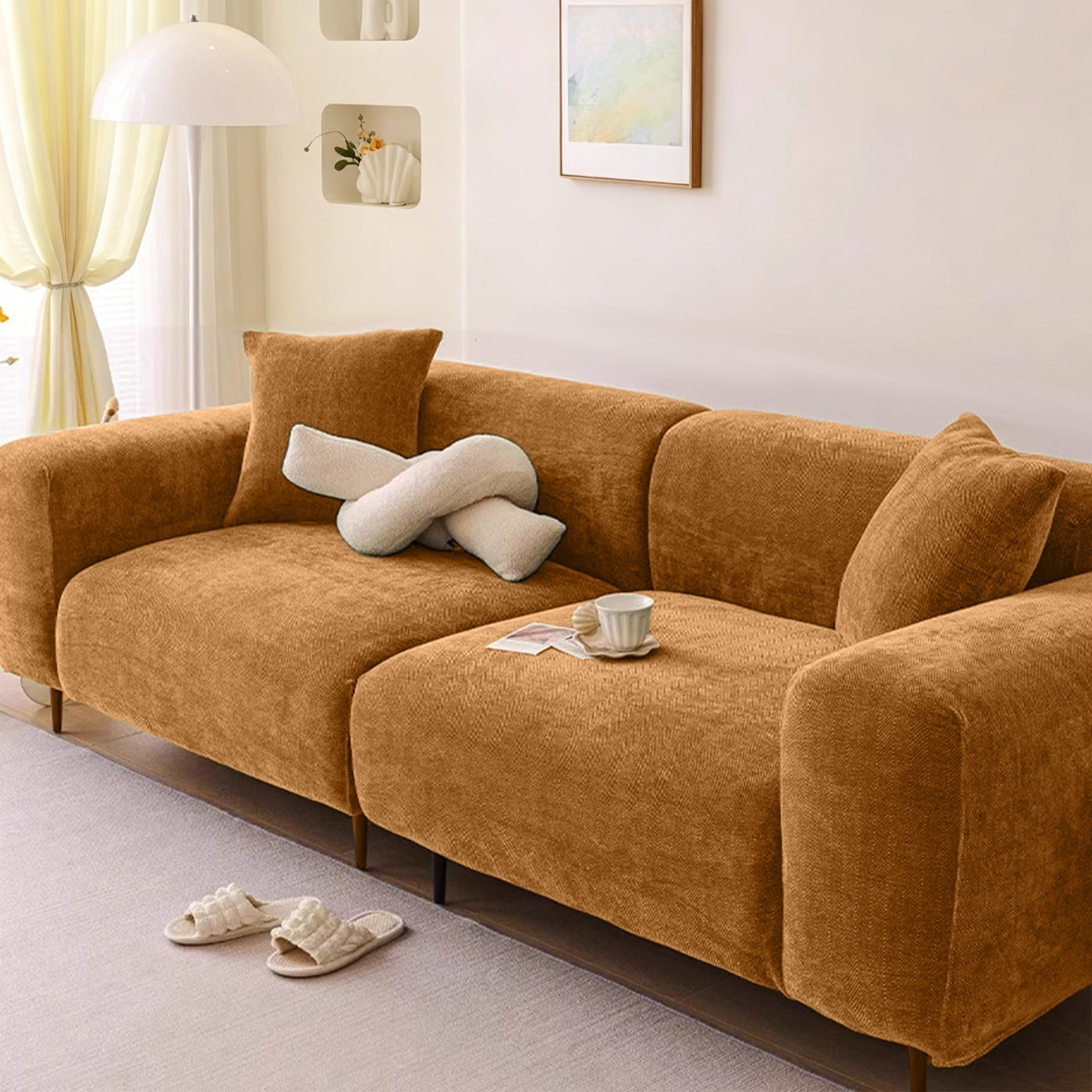 Sofa Cover, Stretch Couch Slipcover, Elastic Furniture Protector for Living Room Pet Friendly Soft Fabric Daily Use Protection Cover