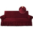thumbnail image 1 of Sofa Cover Super Soft 1-Piece Cardinal Red Sofa Slipcover for Sofas Stretch Universal Wine Red Spandex Couch Covers for Living Room Easy Fit Washable Furniture Sofa Protector with Skirt, 1 of 15