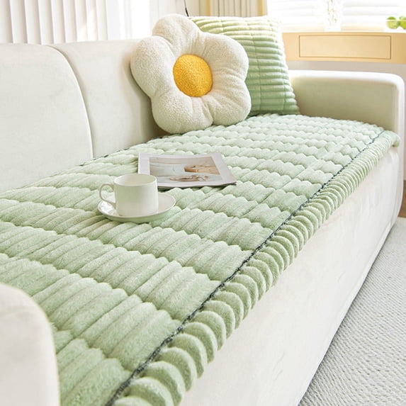 Sofa Cover for 3 Couch Entire Set and Soft Flannel Mat for Living Room Non Upholstery Cover with Washable Reusable Design end
