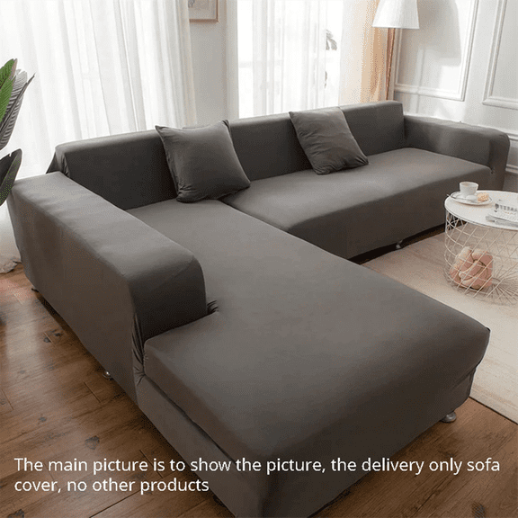 Sofa Cover for Corner Sofa L-Shaped Sectional Sofa Elastic Gray Pet Friendly Slipcover for Armrest,2 Seater