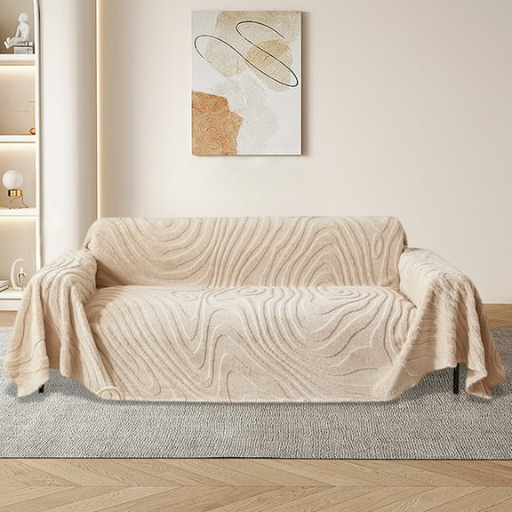 Sofa Covers - Washable Winter Plush Sofa Cover - Vintage Breathable Couch Throw Cover -Seat Couch Covers Pet Couch Protector, 70.8x35.4in Beige