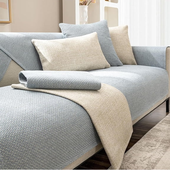 Sofa Covers Waterproof and Washable L Shape, Non Slip Waterproof Couch Covers for Pets, Wrinkle Resistant Cotton and Linen Sofa Slipcovers for Sectionals Universal