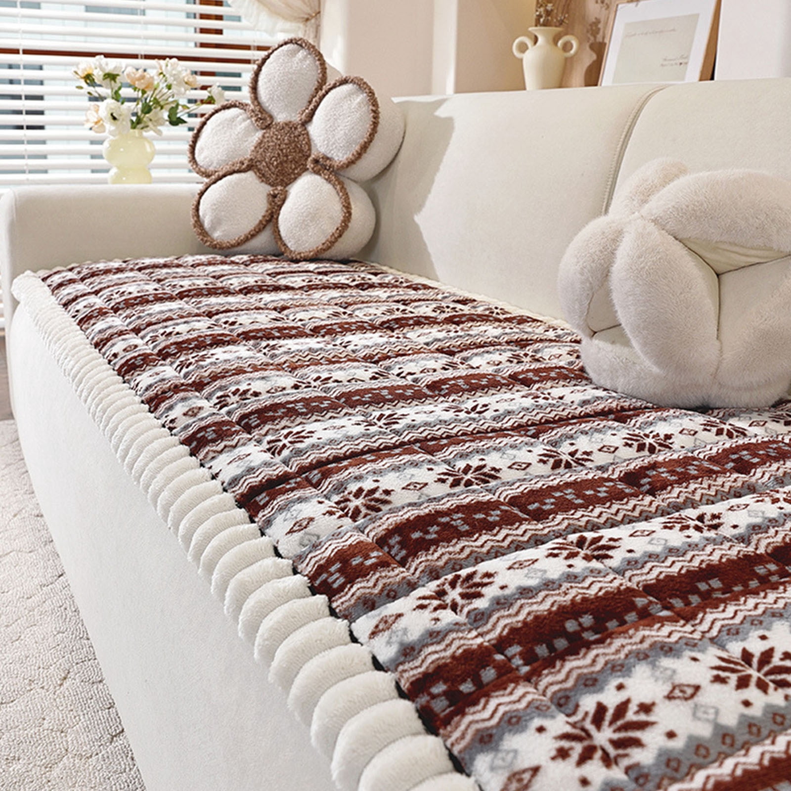 Sofa Cushion,Couch Cushions,Thickened Sofa Cushion - Non-Slip,60*28IN Soft Polyester Seat Pad for Fall and Winter Comfort, Durable Stitching for Living Room,Thickened Mantou Cushion(Brown)