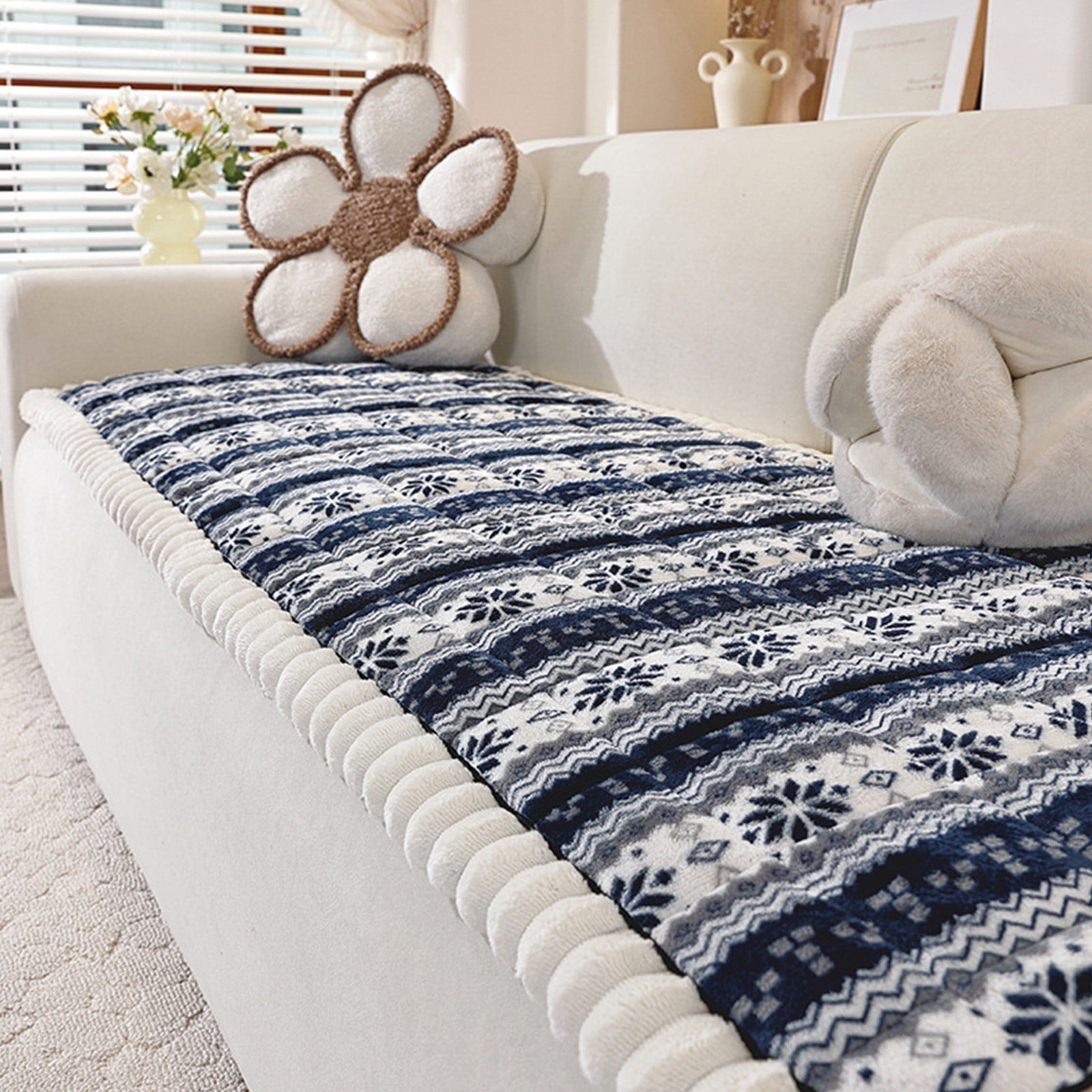 Sofa Cushion,Couch Cushions,Thickened Sofa Cushion - Non-Slip,60*28IN Soft Polyester Seat Pad for Fall and Winter Comfort, Durable Stitching for Living Room,Thickened Mantou Cushion(Blue)