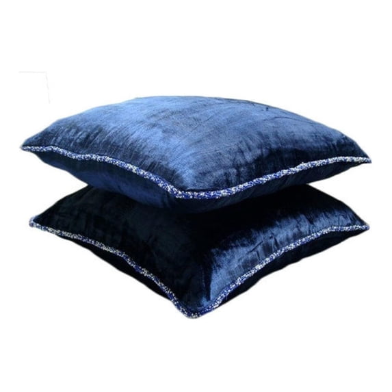 Sofa Cushion Cover, Navy Blue, Contemporary Solid Pillowcase, 12x12 inch (30x30 cm) Throw Pillow Cover, Velvet Square Pillow Case, Solid Color - Navy Shimmer 12" x 12" (Pack of 1)