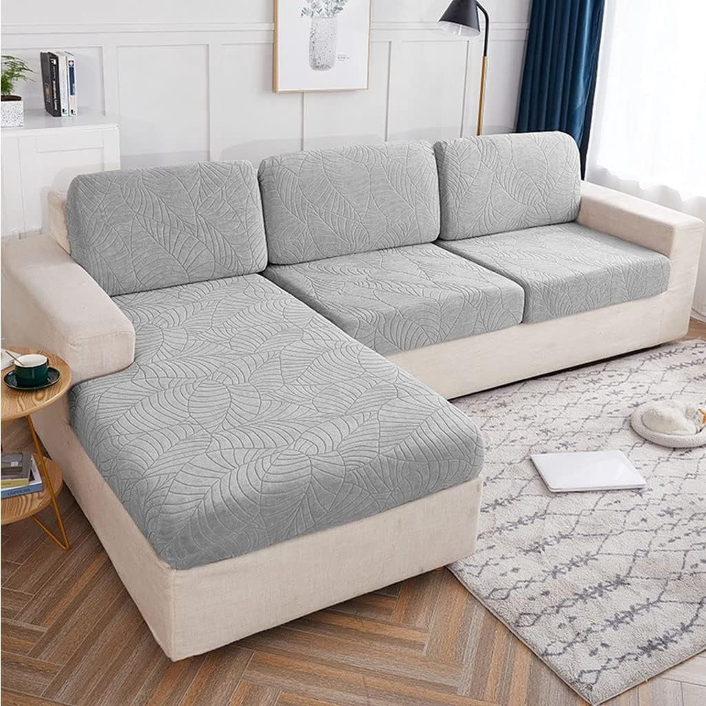 Sofa Cushion Covers High-Elasticity Waterproof Jacquard Sofa Slipcovers Pet-Friendly Furniture Protectors for L-Shaped Sectional Sofa Easy Care