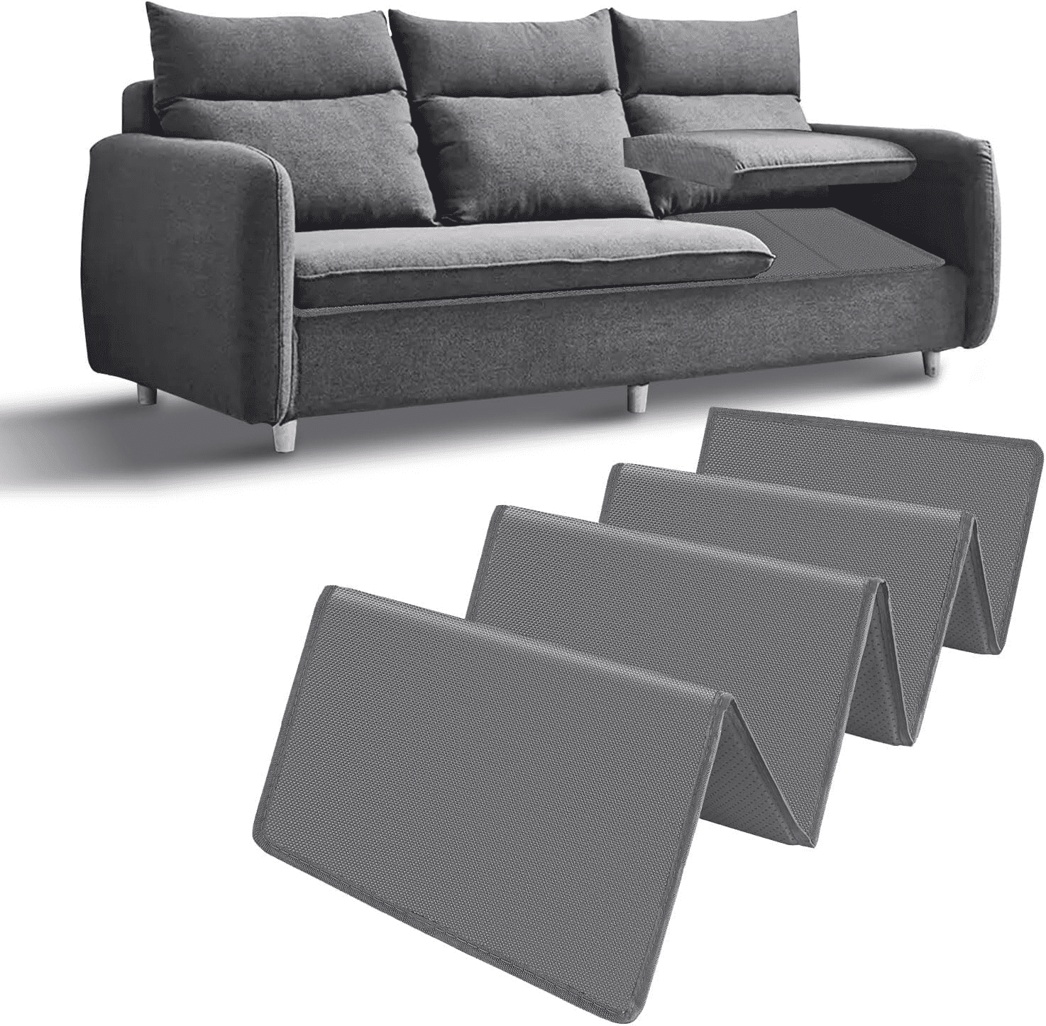 Sofa Cushion Support - 17''x66'' MDF Board for Sagging Seat, Non-Slip Oxford Surface, Fit Most 3 Seat Couch - 1PC, Darkgrey