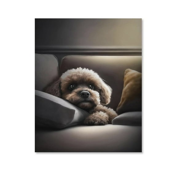 Sofa Cute Puppy Poster Canvas- Perfect for Wall Artrations, Dining Room Decor, Bedroom Art, Wall Decor Living Room, Wall Art, Frameless 8x10inch