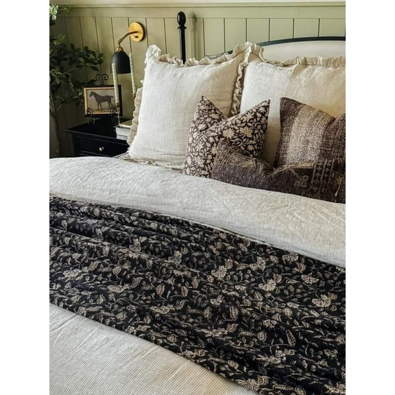 Sofa Décor Room Décor Handmade Throw Handblock print Throw Cotton Throw Blanket Tassels Hand Loomed Block Print Cotton Sofa Throw A And E Textile House