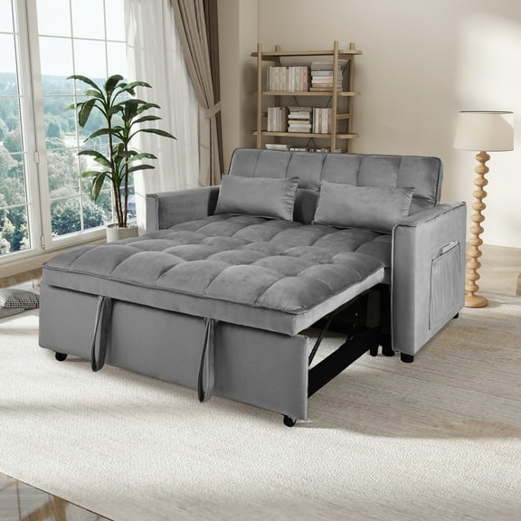 Sofa Daybed Convertible Sofa Bed,3-in-1 Pull Out Couch Bed with Reclining Backrest and Pillows,Sofa Bed Chair Full Convertible Sleeper Loveseat for Living Room, Home or Office(Dark grey),Modern Dayb