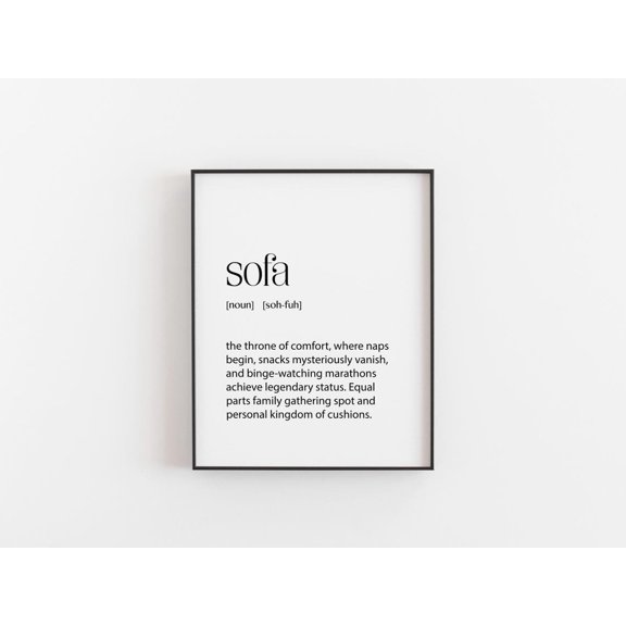 Sofa Definition Wall Art Print, Living Room Couch Lover Decor