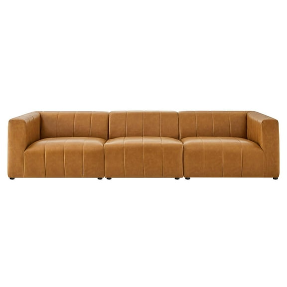 Sofa, Faux Vegan Leather, Tan, Modern Contemporary Urban Design, Living Lounge Room Hotel Lobby Hospitality