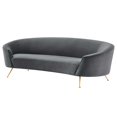thumbnail image 1 of Sofa, Grey Gray, Velvet, Modern Contemporary, Mid Century Living Hotel Lounge Cafe Lobby, 1 of 8