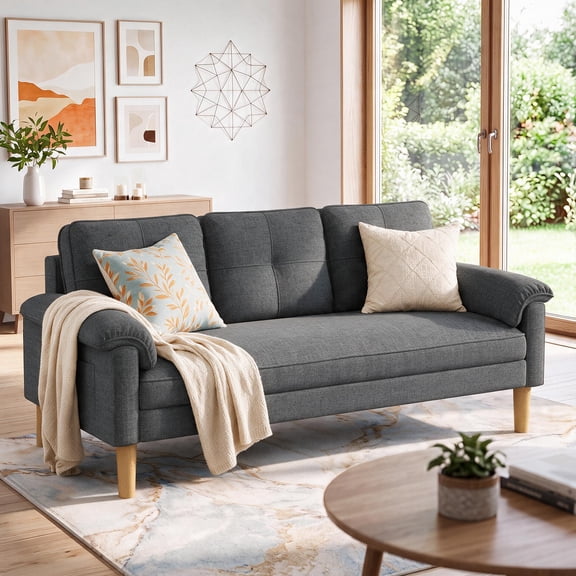 Sofa, Jolifa 70 Inch Modern Sofa with Large Pocket and 3 Seats for Home & Office, Dark Gray