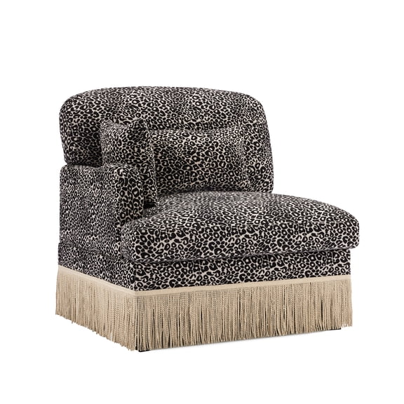 Sofa LSF Leopard Chenille W/Pillows -Khaki black