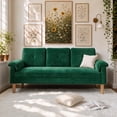 thumbnail image 1 of Sofa, Lofka Modern Futon Couch with Pillow Arm for Living Room & Office, Green, 1 of 8