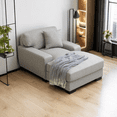 thumbnail image 1 of Sofa Lounger, Modern Mid-Century Indoor Oversized Chaise Lounger Comfort Sleeper Sofa with Pillow and Soild Wood Legs, Velvet Upholstered Sofa Recliner for Living Room Bedroom, 1 of 5