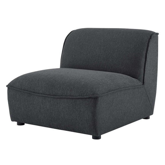 Sofa Middle Chair, Fabric, Dark Grey Gray, Modern Contemporary Urban Design, Living Lounge Room Hotel Lobby Hospitality