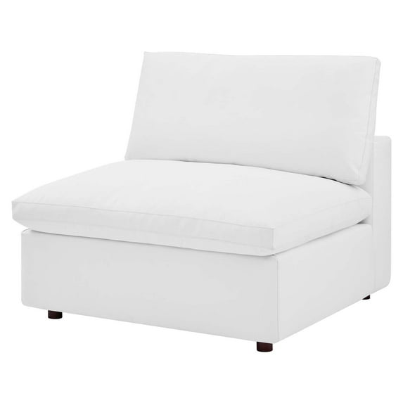 Sofa Middle Chair, Faux Vegan Leather, White, Modern Contemporary Urban Design, Living Lounge Room Hotel Lobby Hospitality