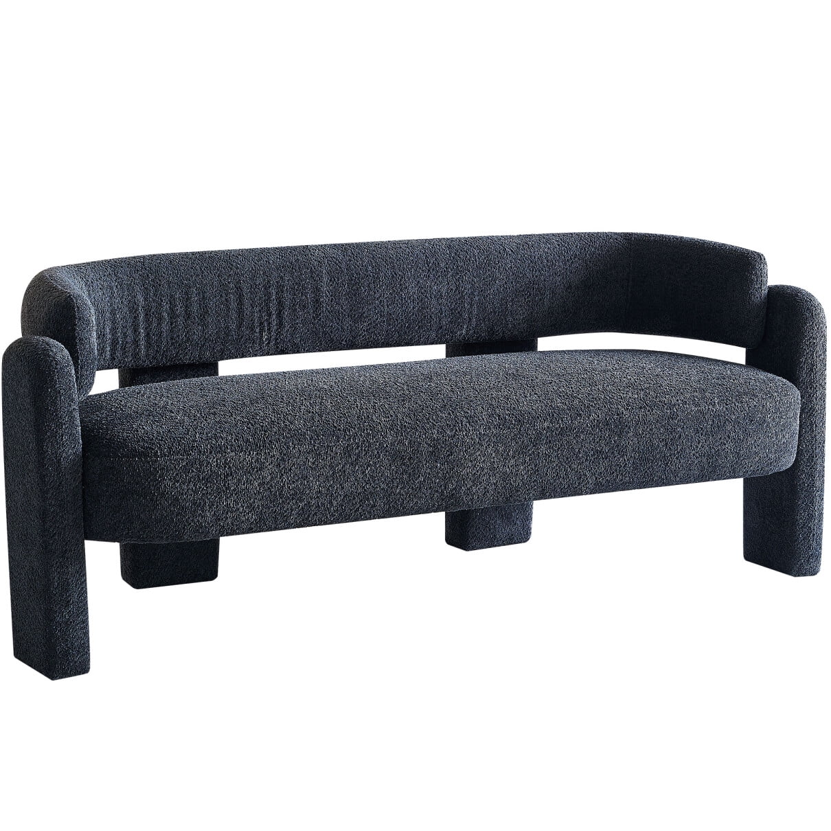 Sofa, Modern Cloud Couch with Soft Boucle Upholstered, 3 Seater Comfy Couch for Living Room Home Office- Sherpa Curved White Couch, Dark Gray