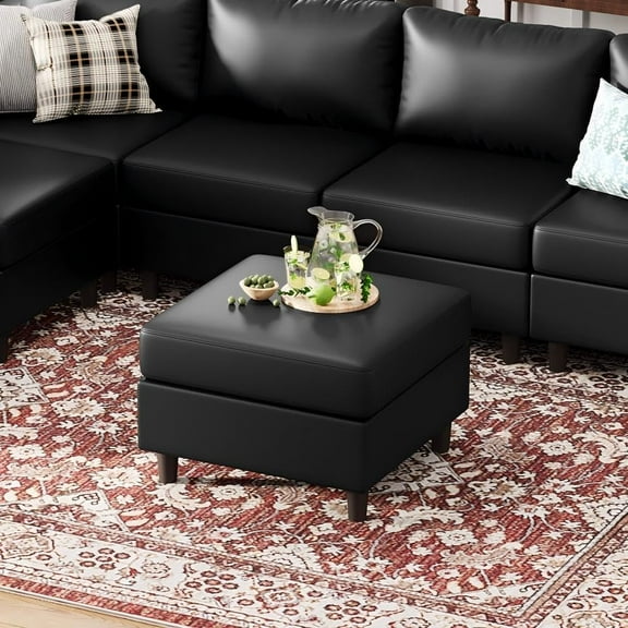 Sofa Modular Sectional Faux Leather Sectional Sofa Module Black