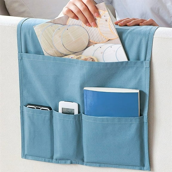 Sofa Organizer, Couch Caddy, Armrest Storage Bag for Remote, Phone, and Magazines, Canvas Fabric, Fits Sofas and Chairs, Home Office Dorm Use