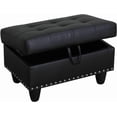 thumbnail image 1 of Sofa Ottoman with Storage, Ottoman Bench for Living Room,Bedroom, Rectangular, Black PU Leather, 1 of 14