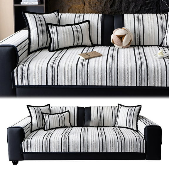 Sofa Pet Sofa Cover Stripe Pet Sofa Cover Protector Scratch Combination Sofa Cover Pet Friendly Double Cover/ Sofa Cover 8 Black A
