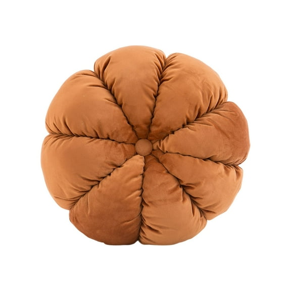 Sofa Pillow Back Cushion, Round Pumpkin Design, Premium Solid Color Velvet, Soft Support And Versatile Use For Home Office