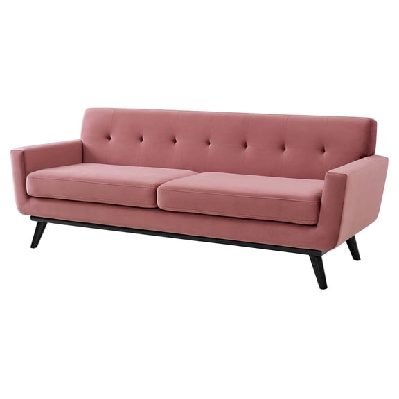Sofa, Pink, Velvet, Modern Contemporary, Mid Century Living Hotel Lounge Cafe Lobby